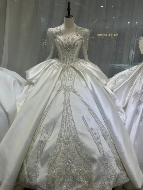 KissWhite Green Collection Satin Lace Long Sleeves Wedding Dresses