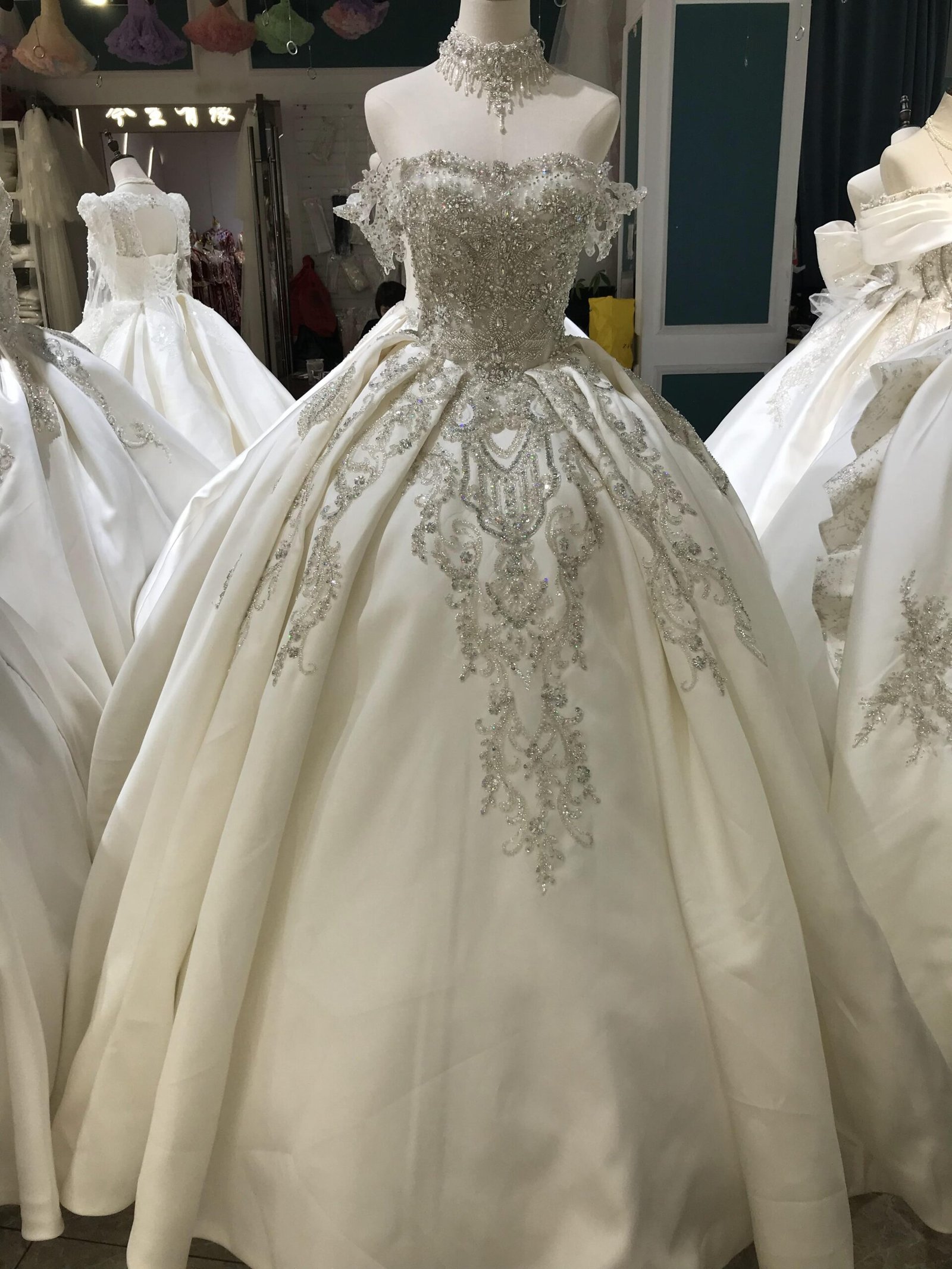 KissWhite Green Collection Remove Sleeves Off The Shoulder Lace Beads Wedding Dresses