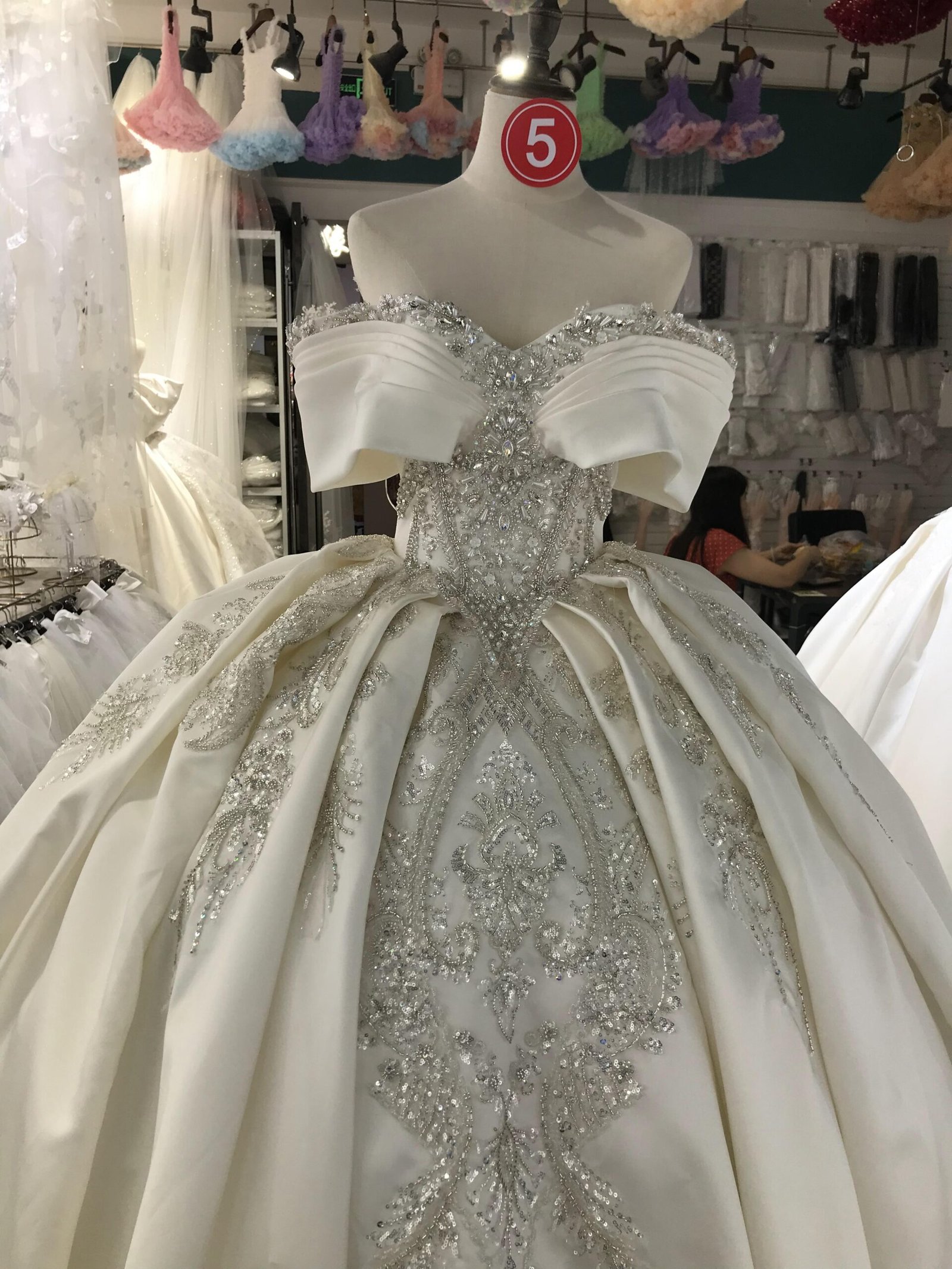 KissWhite Green Collection Off The Shoulder Lace Beads Wedding Dresses