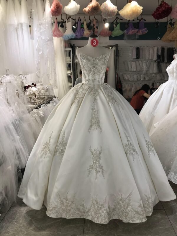 Kisswhite Green Collection Strapless Lace Crystals Satin Wedding Dress