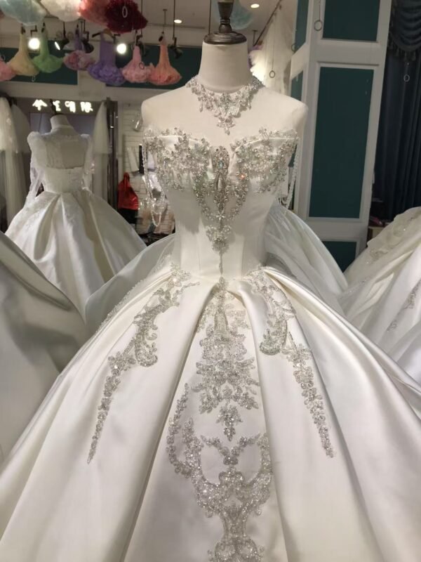 KissWhite Green Collection Off The Shoulder Satin Crystals Wedding Dresses