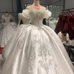 Kisswhite LTT Luxury Collection Off The Shoulder Satin Crystals Wedding Dresses Long tail bridal Dresses
