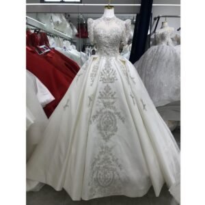 KissWhite Xlove Collection Short Sleeves satin Lace Ball Gown Bridal Dresses