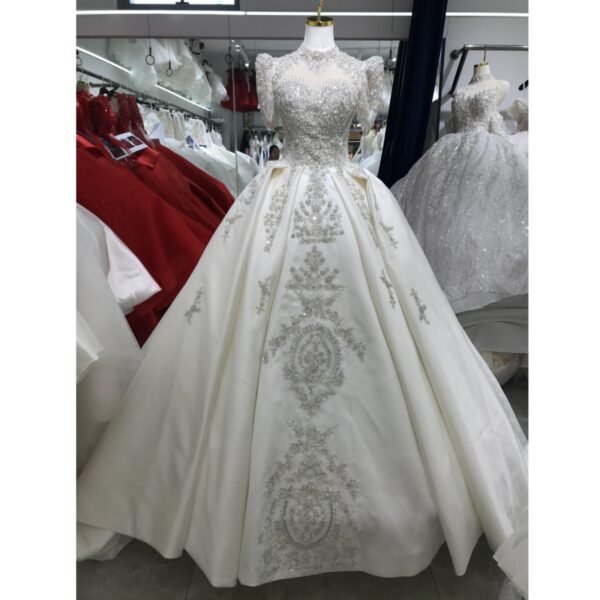 KissWhite Xlove Collection Short Sleeves satin Lace Ball Gown Bridal Dresses