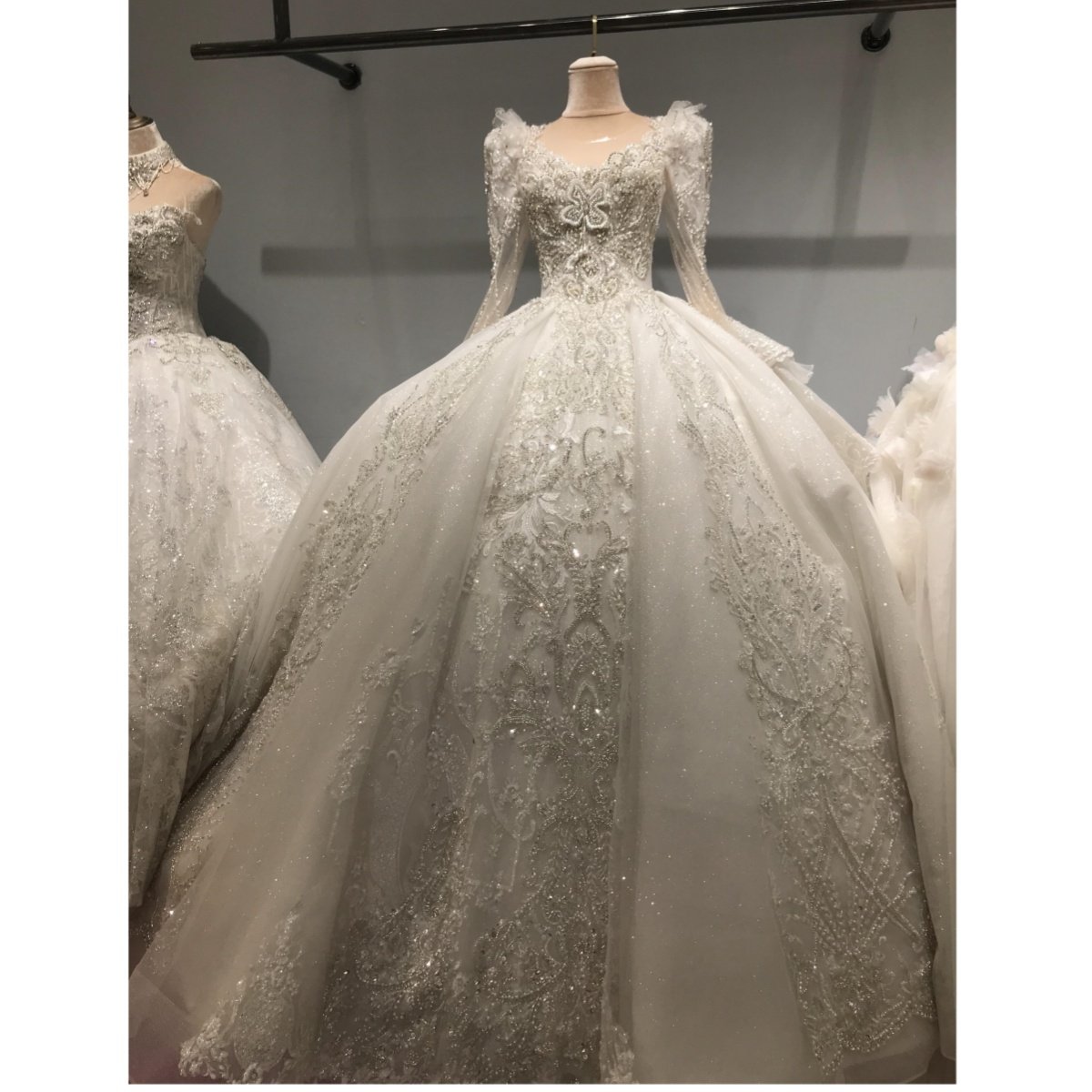 KissWhite Ltt Collection Glitters Puffy Sleeves Beaded Crystals Wedding Dresses