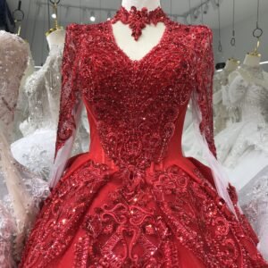 KissWhite Xlove Collection Red LONG SLEEVES Lace GLITTERS Ball Gown Bridal Dresses