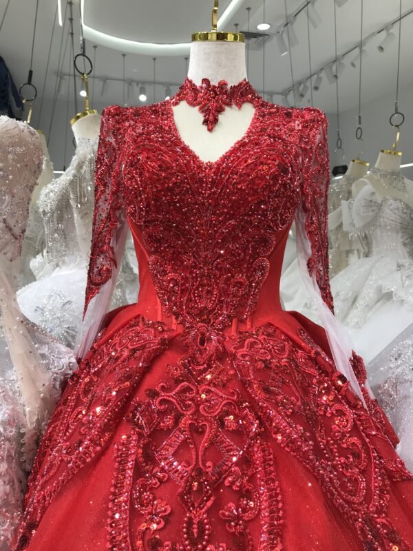 KissWhite Xlove Collection Red LONG SLEEVES Lace GLITTERS Ball Gown Bridal Dresses