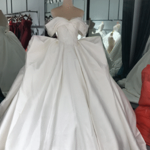 Kisswhite LTT Luxury Collection Long Tail Satin bridal dress Off the SHOULDER gown