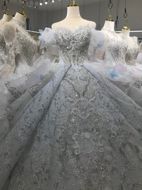 Kisswhite LTT Luxury Collection Off The Shoulder Long Tail blue Princess Wedding Dresses